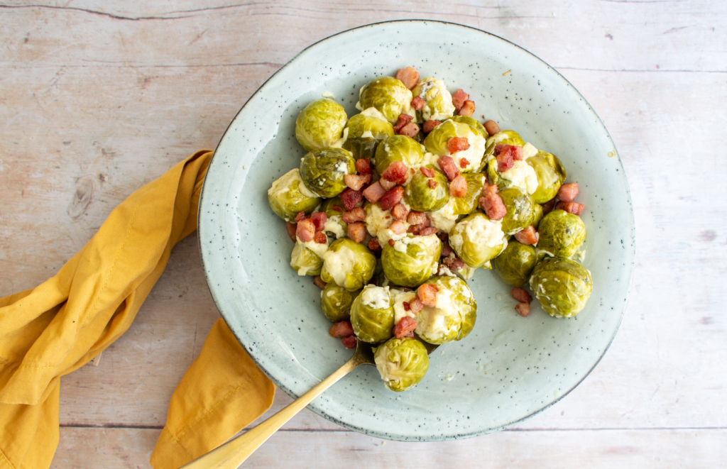 Christmas Crockpot Cheesy Sprouts