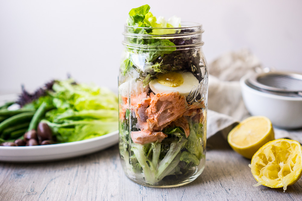 Mason Jar Salmon Nicoise Salad