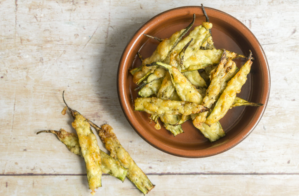 Cheesy Okra Chips