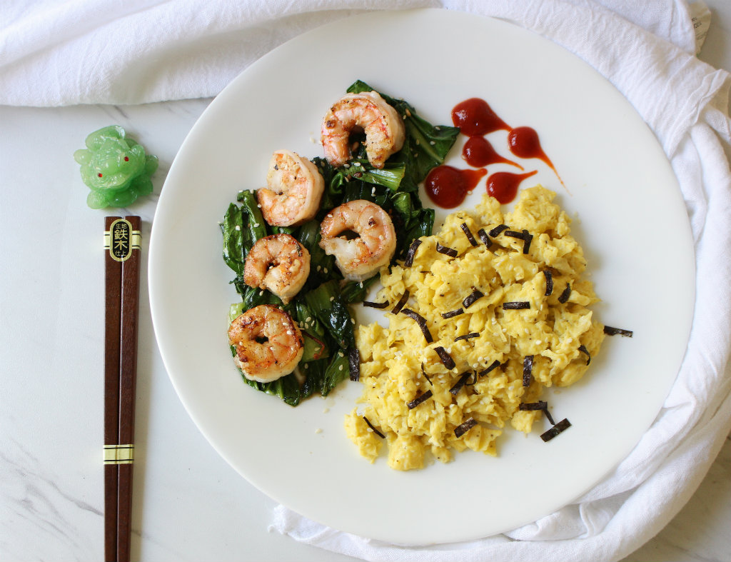 Shrimp and Bok Choy Breakfast Skillet