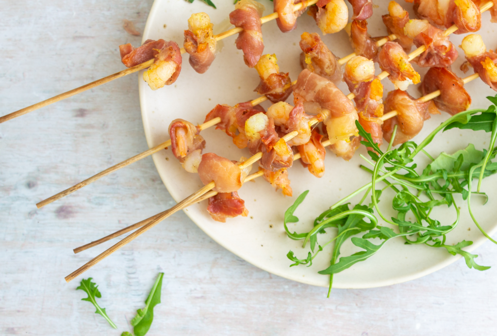 Prosciutto Wrapped Shrimp Skewers