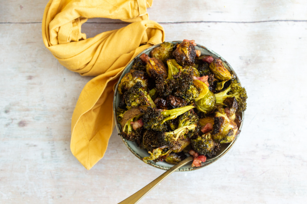 Balsamic Maple Sprouts and Broccoli with Pancetta