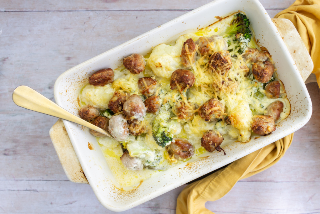 Sausage, Broccoli and Cauliflower Bake