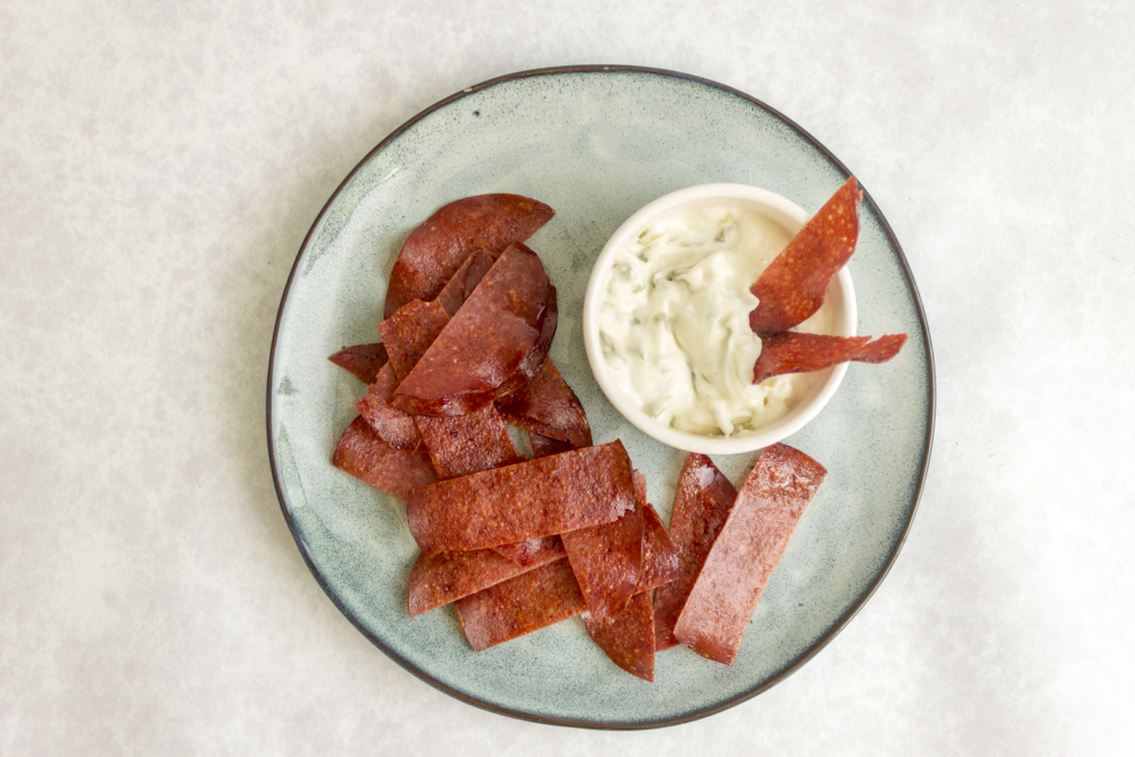 Salami Chips and Pickle Dip