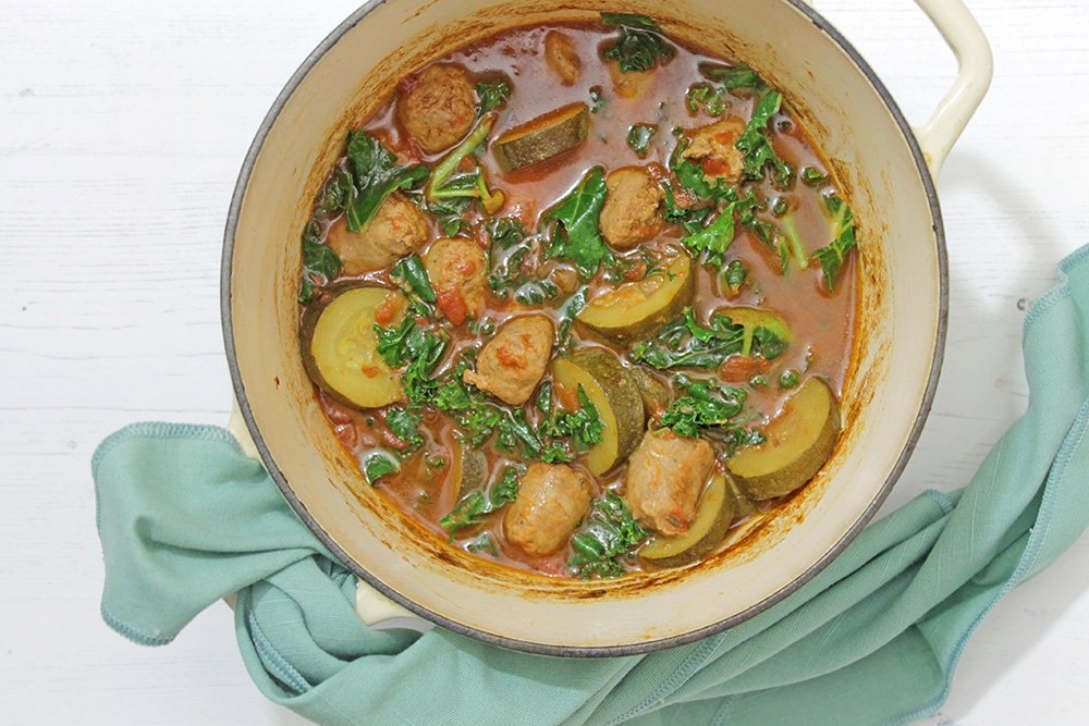 Sausage, Zucchini And Kale Stew