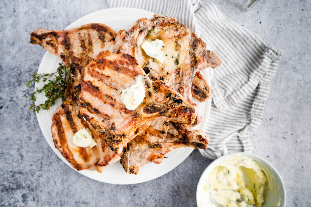 Grilled Pork Chops with Compound Butter