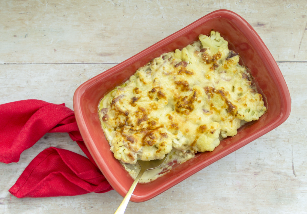 Cauliflower Cheese with Pancetta and Mozzarella