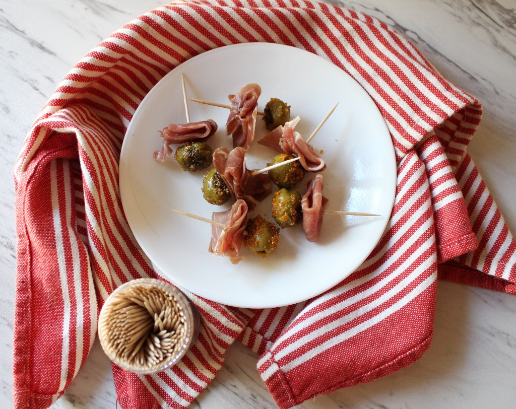 Fried Olive and Prosciutto Ribbon Bites
