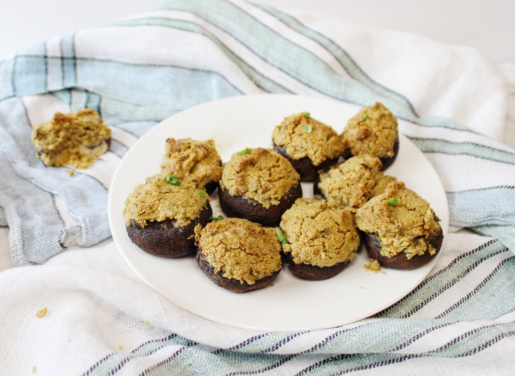 Vegan Parmesan Stuffed Mushrooms