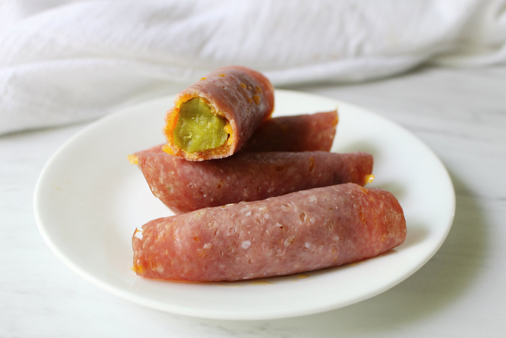 Hot Salami Cheddar Pickle Rolls