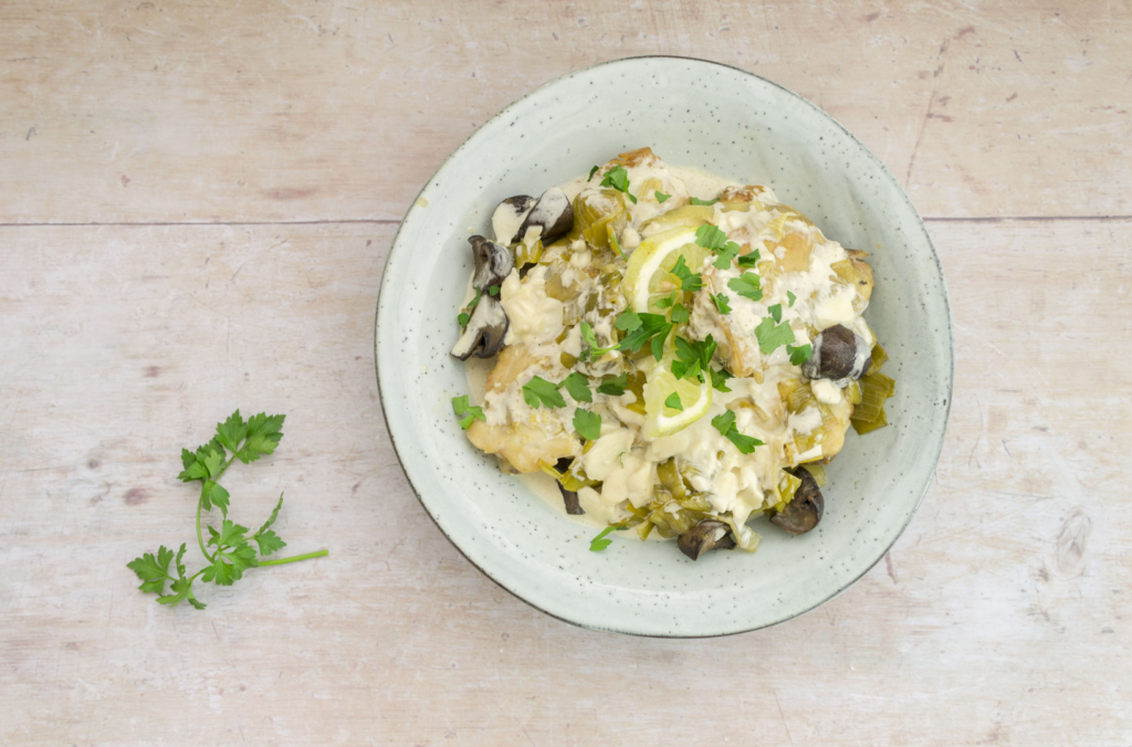 Creamy Mushroom And Leek Crockpot Chicken