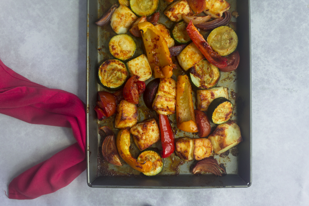 Harissa Roasted Halloumi and Veggies