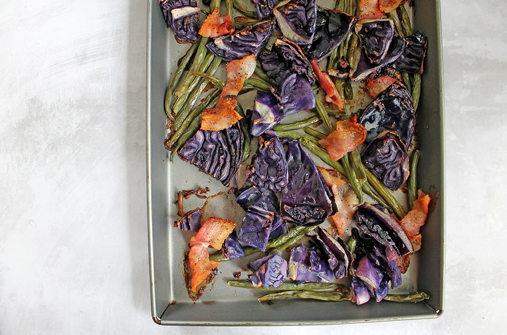 Sweet Red Cabbage, Bacon and Green Beans