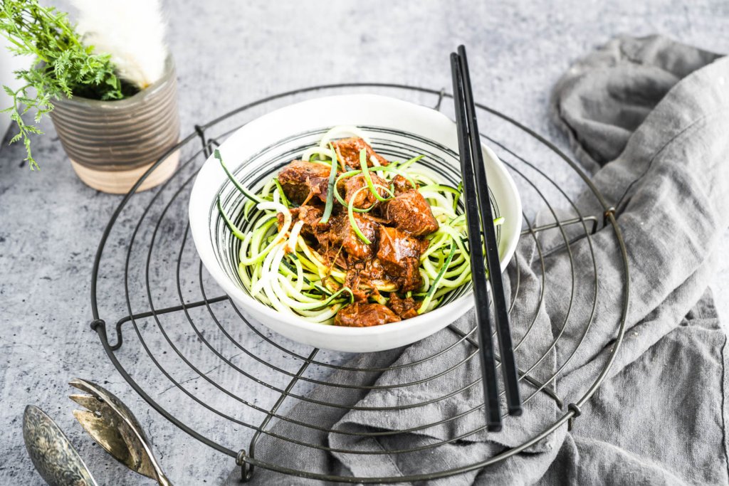 Chinese Braised Beef and Zucchini Noodles
