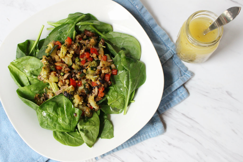 Vegan Spinach Salad W/ Greek Dressing