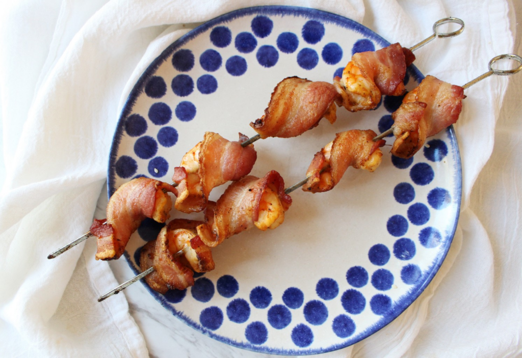 Bacon Wrapped Shrimp Kebabs