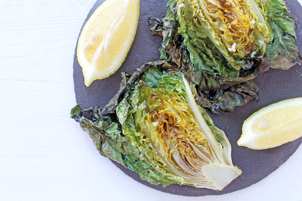 Broiled Baby Romaine Lettuce With Lemon And Garlic
