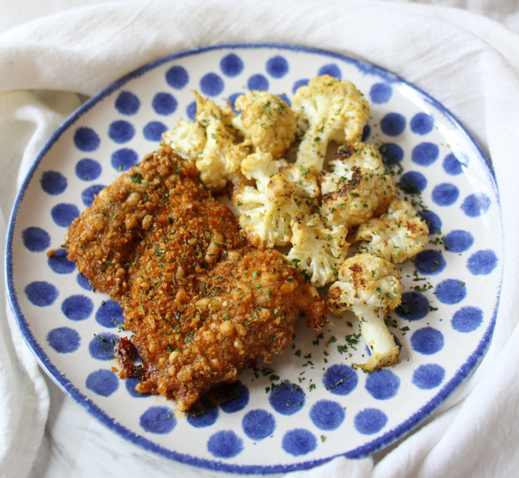 Baked Chicken Thighs w Honey Mustard Cauliflower