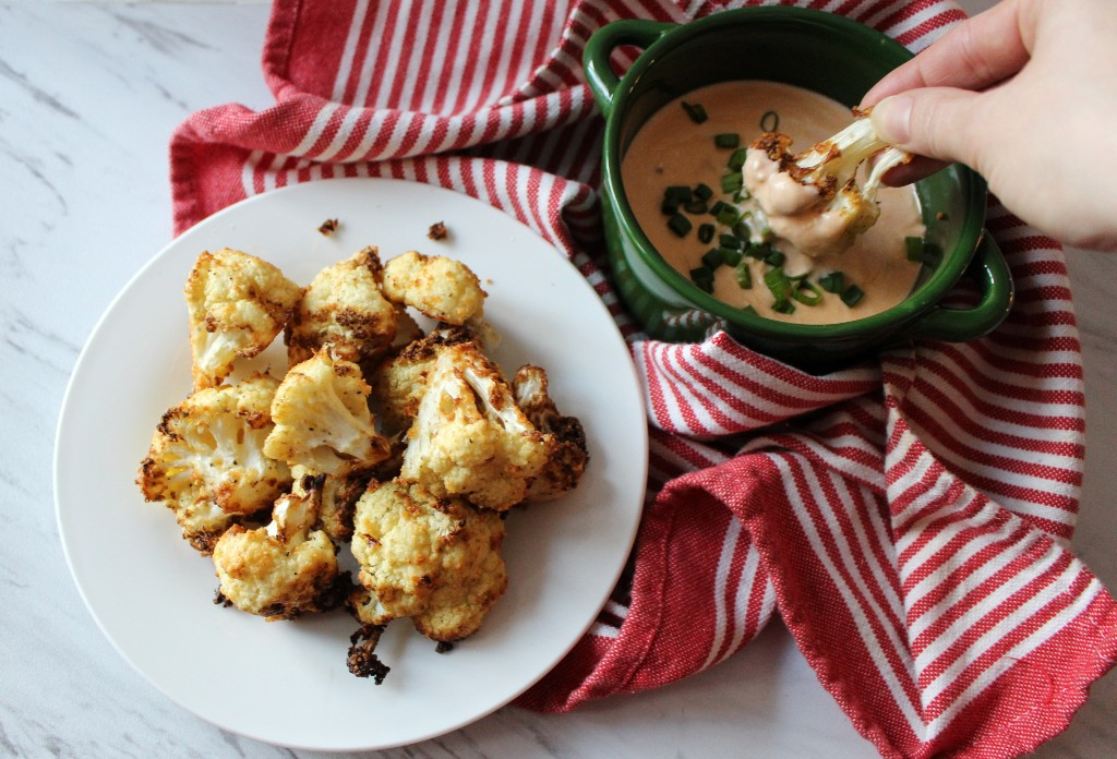 Parmesan Air Fried Caulifower w Bacon Cheese Dip