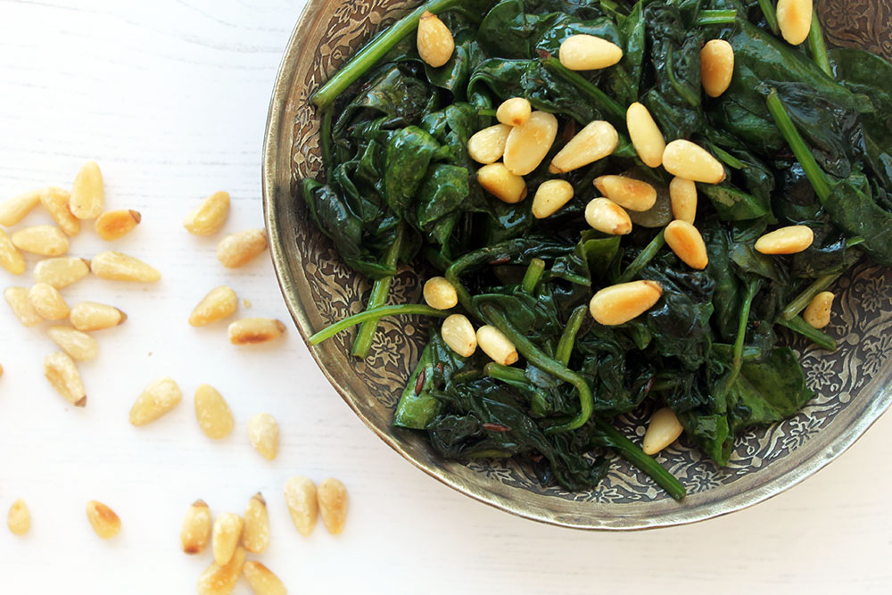 Garlic And Cumin Spinach With Pine Nuts