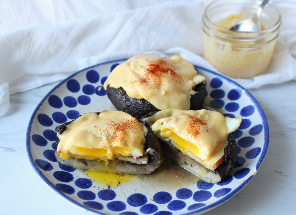 Egg Benedicts Over Mushroom Caps