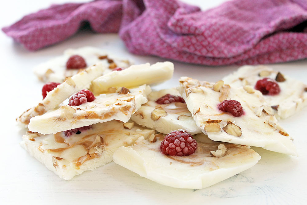 Almond And Raspberry Frozen Yogurt Bark