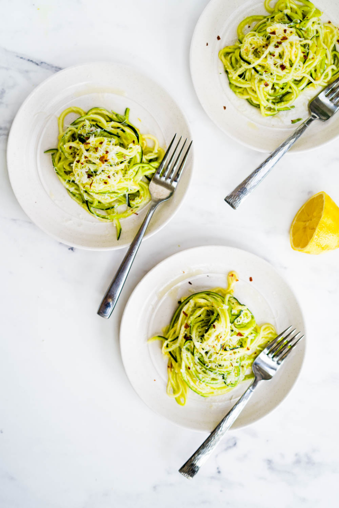 No Cook Zucchini Spaghetti al Limone