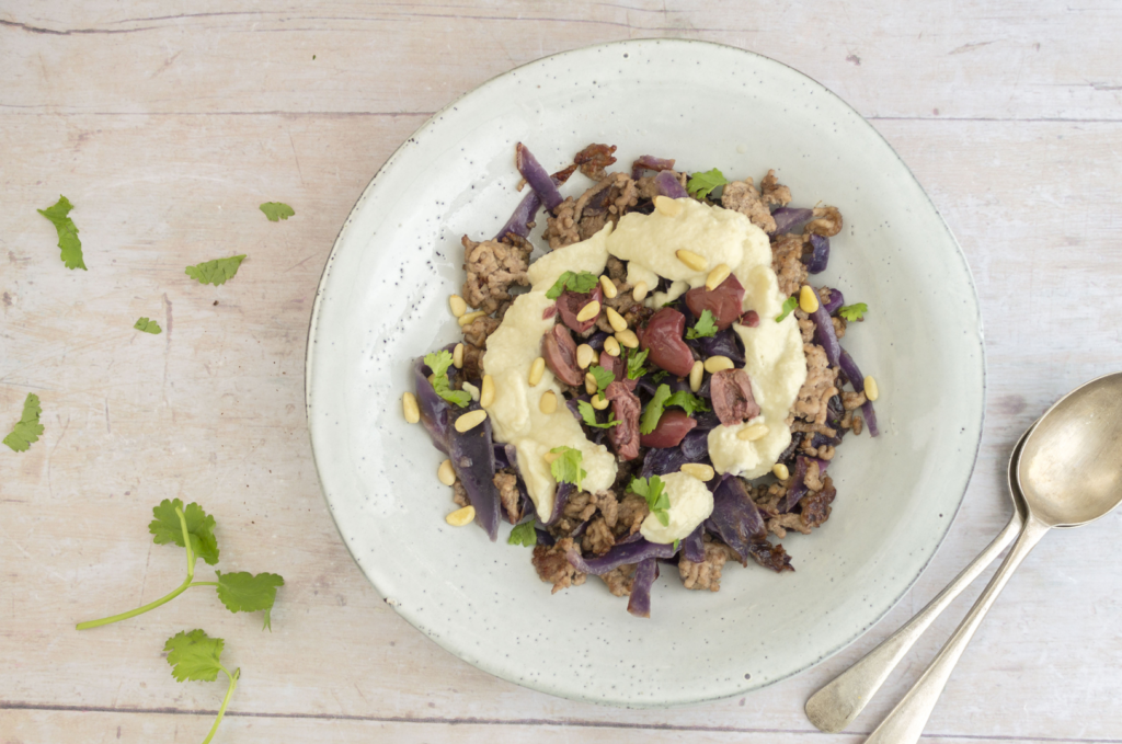 Mediterranean Cabbage and Lamb Bowl