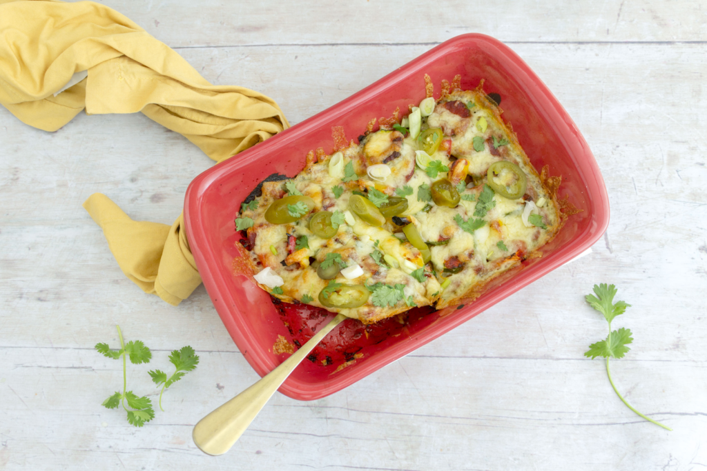 Mexican Zucchini and Bell Pepper Gratin