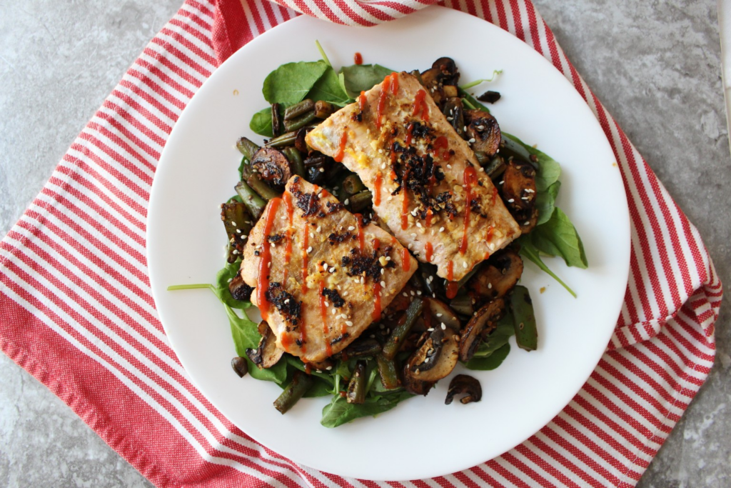 Salmon And Greens W Stir Fry Vegetables