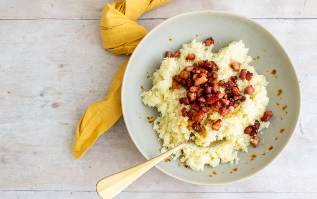 Cauli Mash with Maple Pancetta