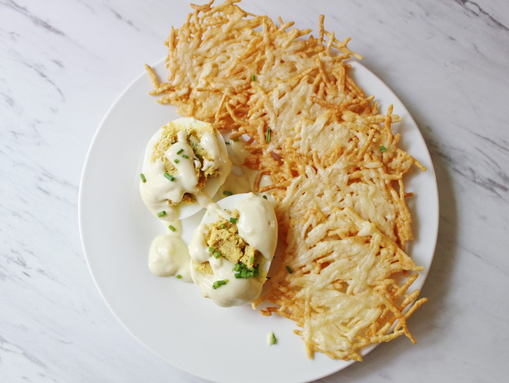 Egg Fast Deviled Eggs w Cheese Chips