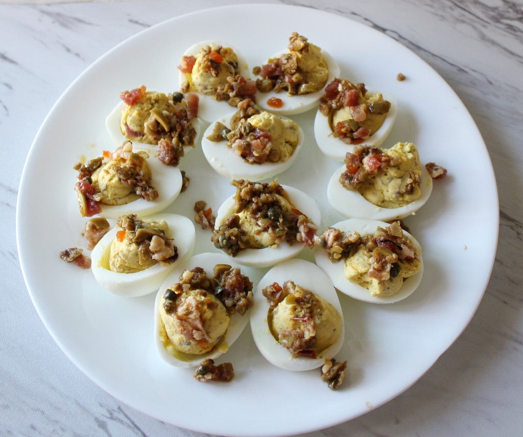 Muffuletta Deviled Eggs