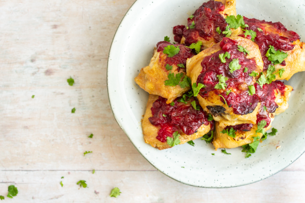 Cranberry and Orange Baked Chicken Thighs