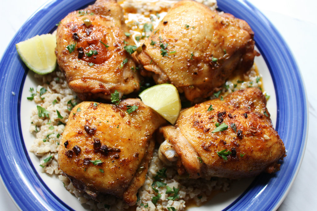 Jerk Chicken Thighs With Coconut Rice