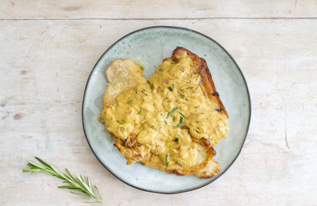 Pork Loins with Creme Fraiche and Mustard Sauce