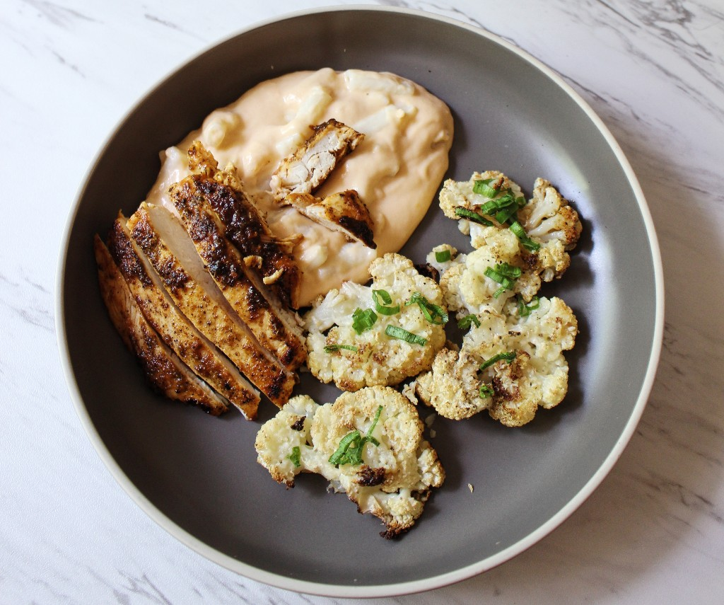 Buffalo Chicken Mac And Cheese W Smashed Cauliflower Medallions