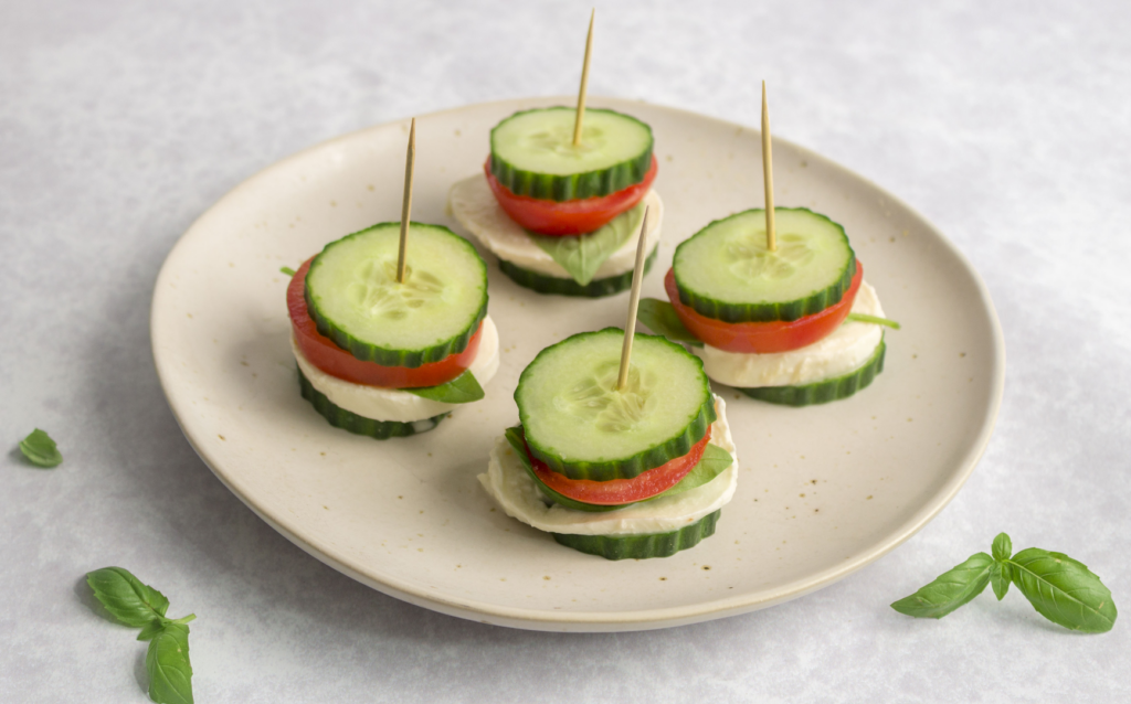 Caprese Cucumber Snack Stack