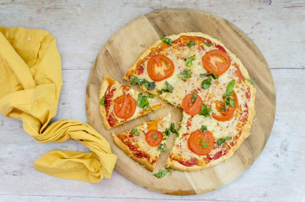 Coconut Flour Fathead Margherita Pizza