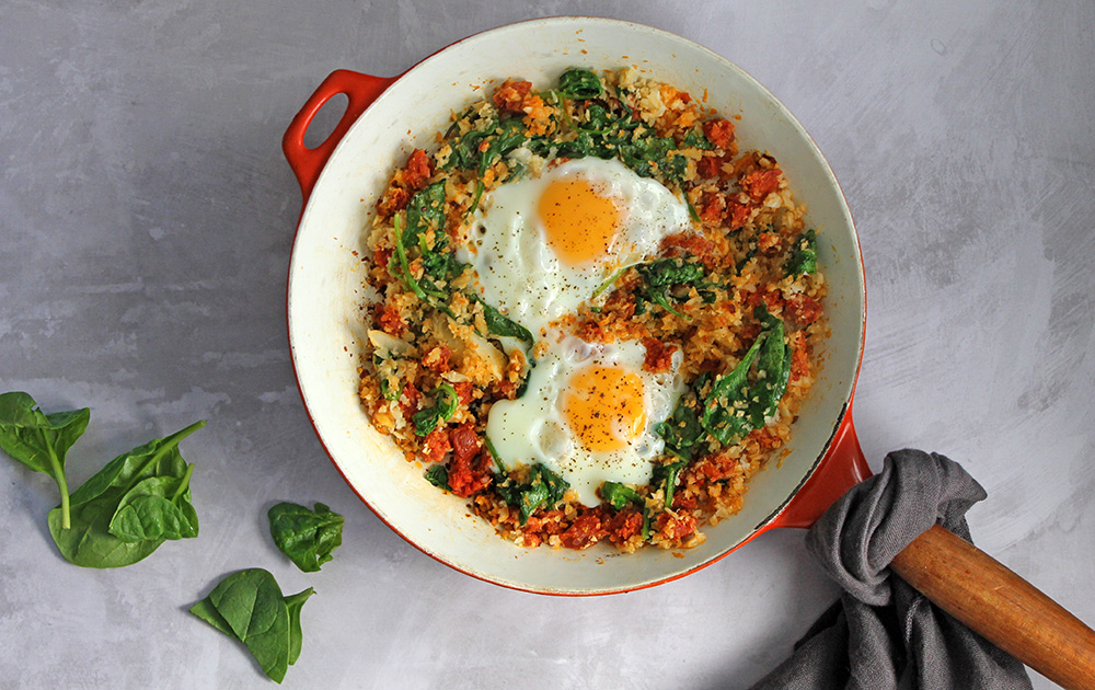 Chorizo And Cauliflower Breakfast Hash