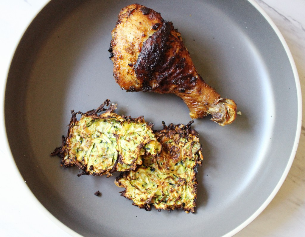 Air Fryer Chicken Drumsticks w Zucchini Pancakes