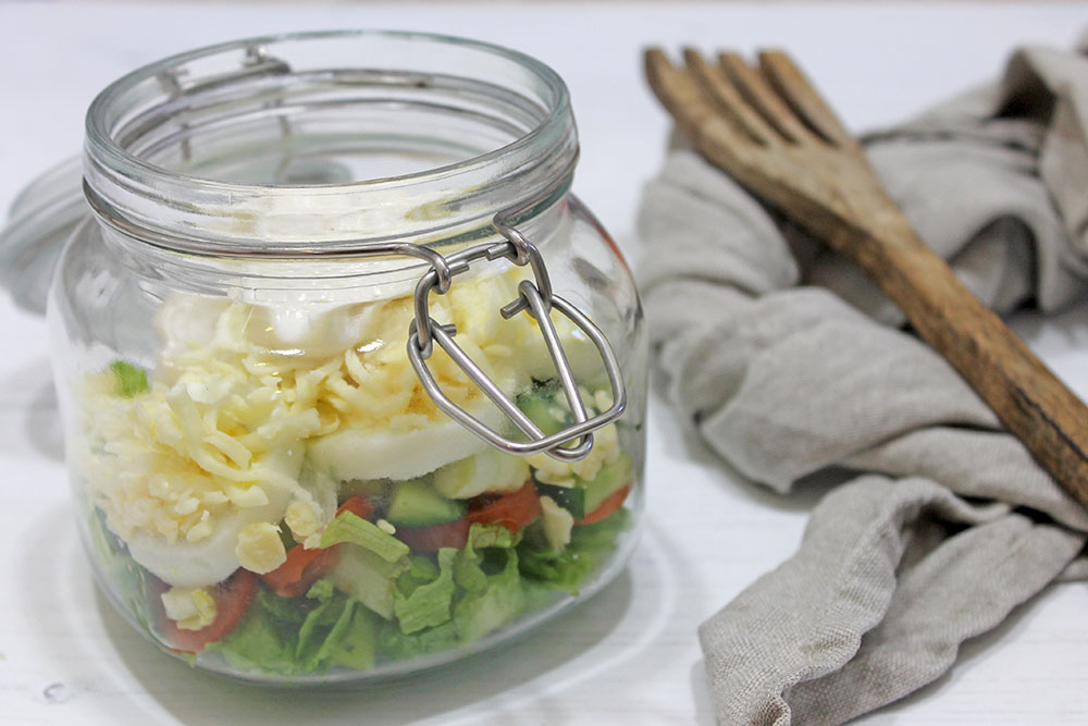 Mason Jar Layered Cheese Salad