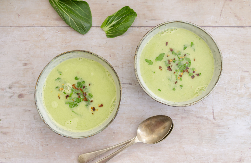 Spiced Bok Choy and Broccoli Soup