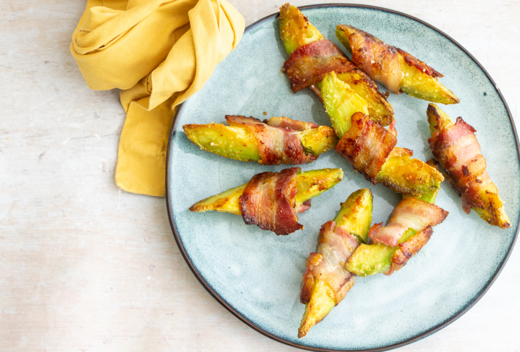 Bacon Wrapped Avocado Fries with Parmesan