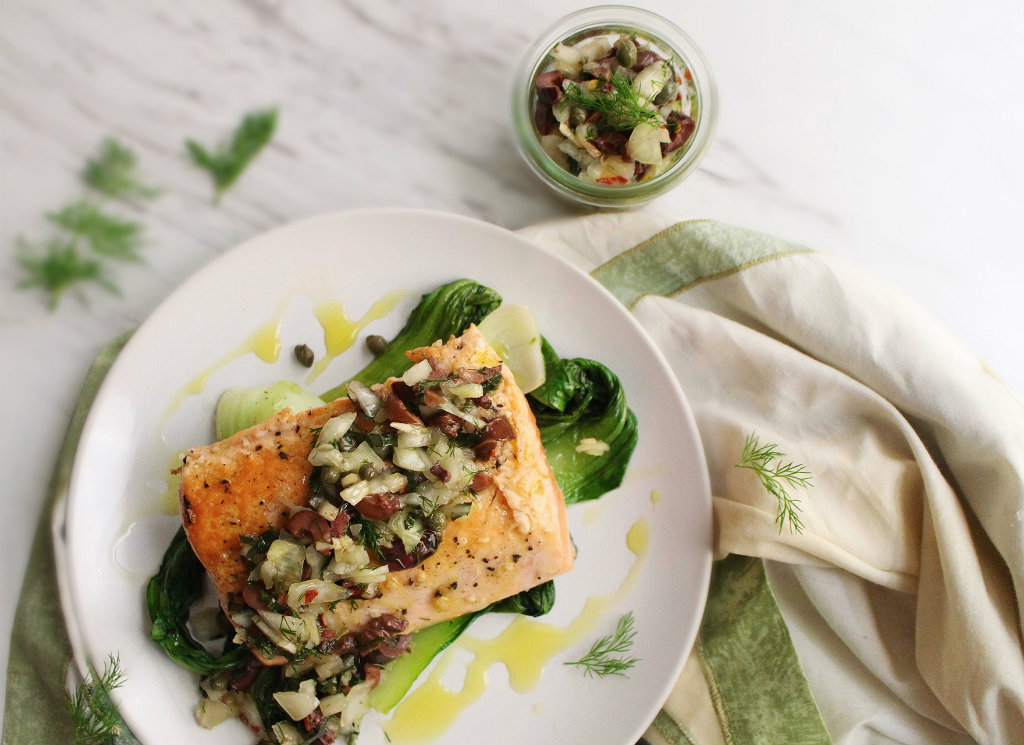 Crispy Mediterranean Salmon With Bok Choy