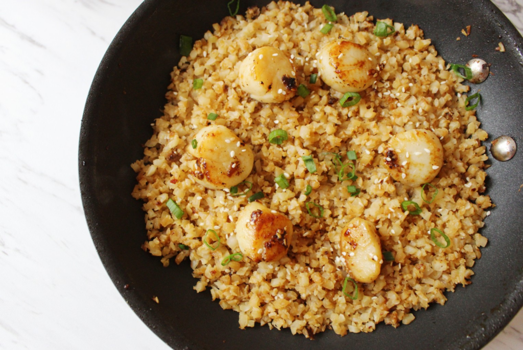 Ginger Garlic Scallops w Rice