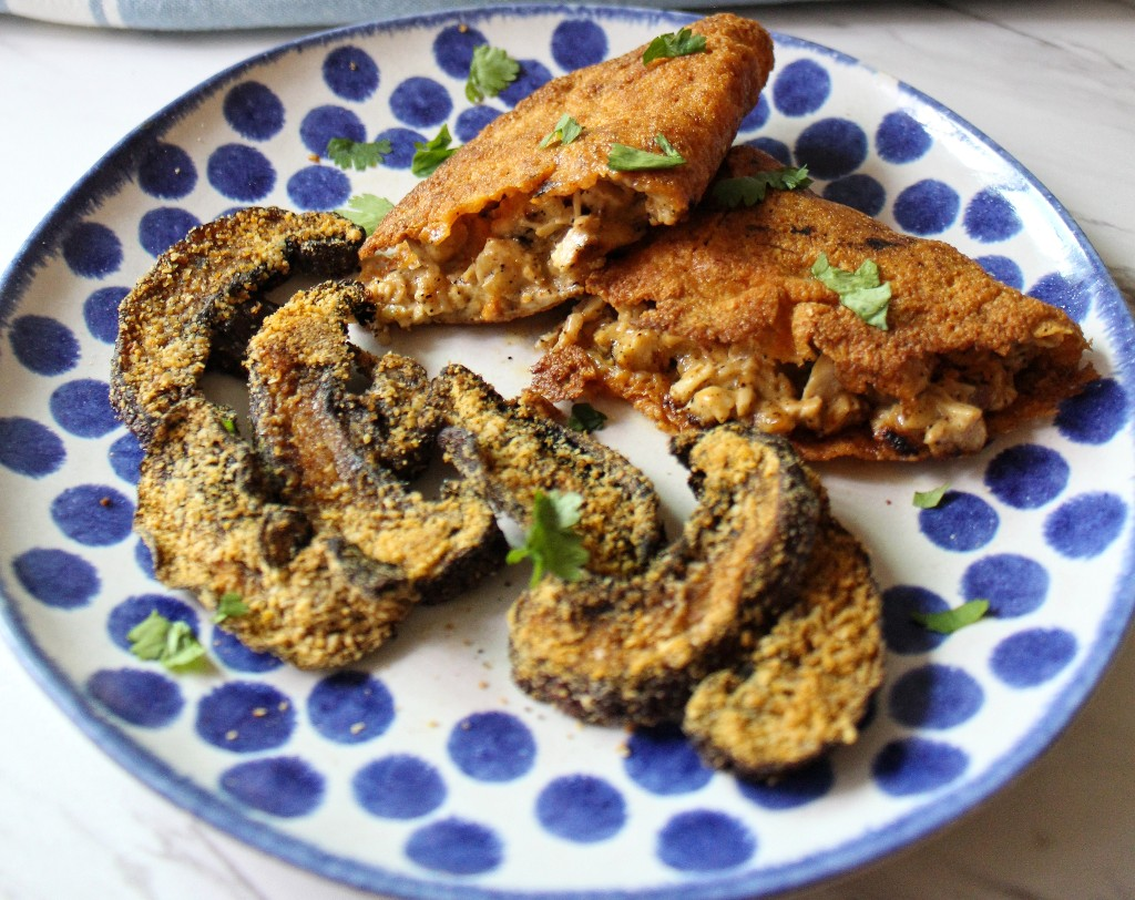 Tangy Chicken Quesadilla w Air Fryer Portobello Fries