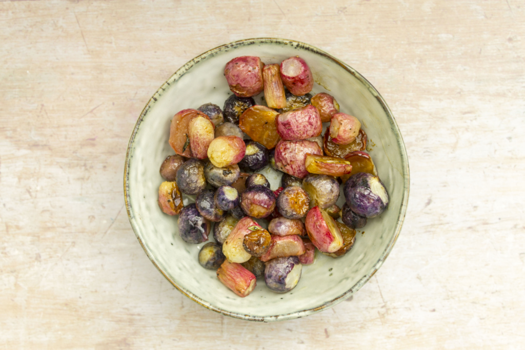 Maple Lemon Thyme Roasted Radishes