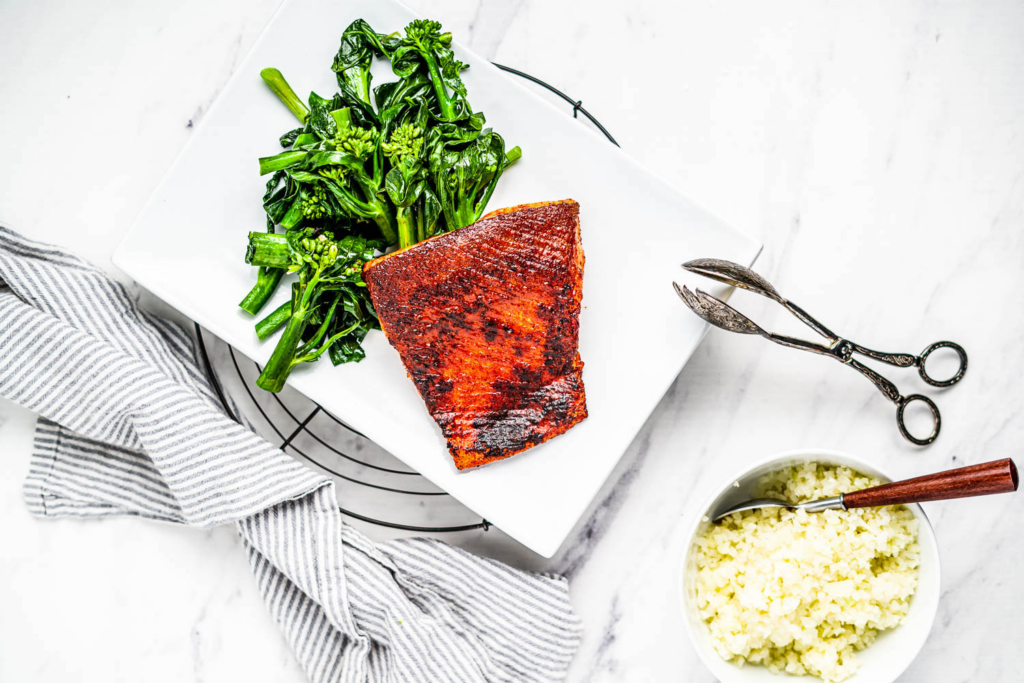 Gochujang Blackened Fish with Chinese Broccoli