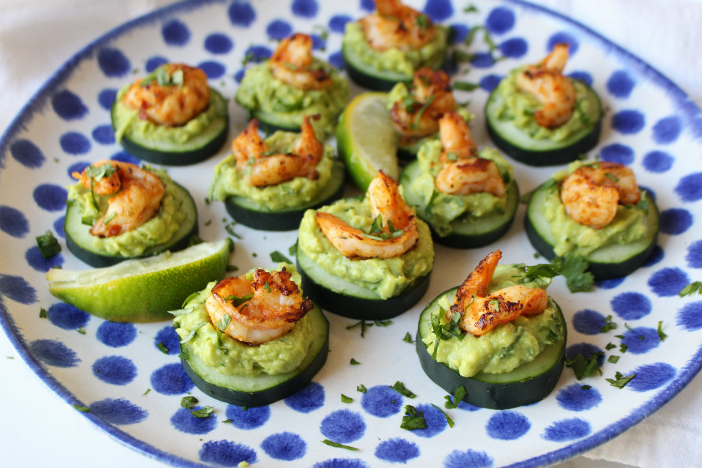 Shrimp and Guacamole Cucumber Bites